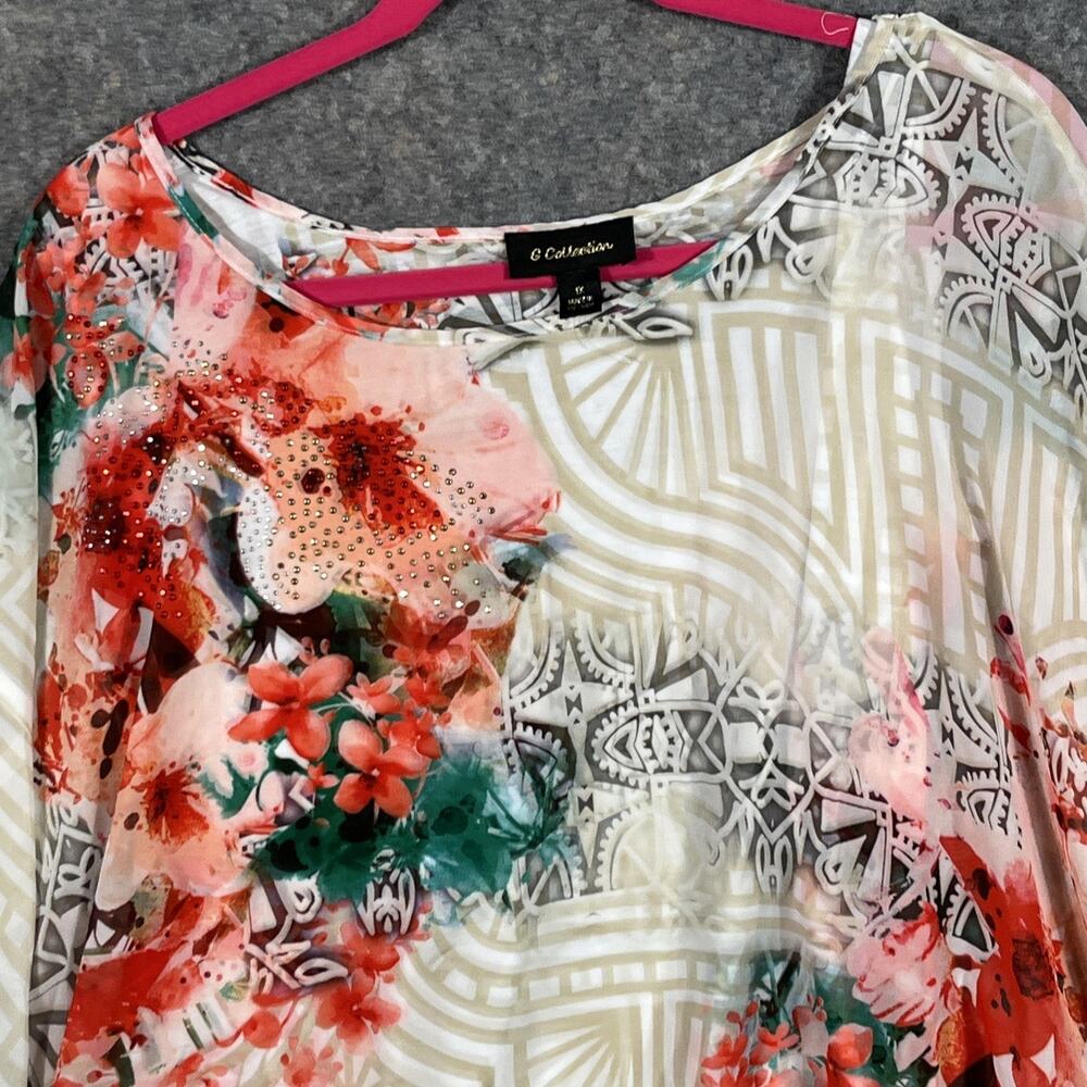 GC Collection‎ Size: XL Floral Studded Sleeveless Seminsheer Lined Blouse - Picture 3 of 6